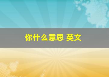 你什么意思 英文